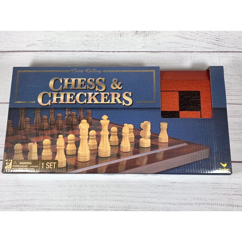 Game Gallery Chess & Checkers Wooden Board Set Cardinal NEW